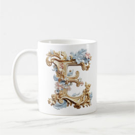 De Café Caneca com Letra 'E' Barroca para uma Princesa do 