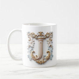 De Café Caneca com Letra 'J' em estilo Barroco para uma Pr