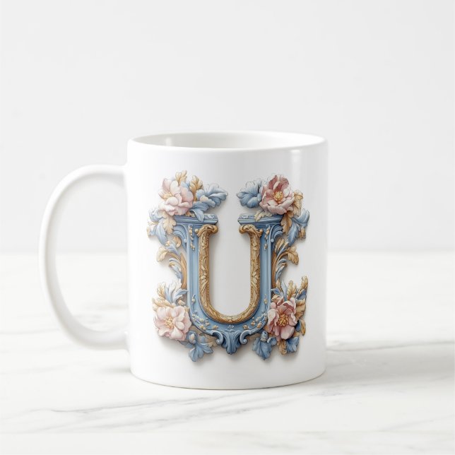 De Café Caneca com Letra 'U' Barroca para uma Princesa do  (Esquerda)