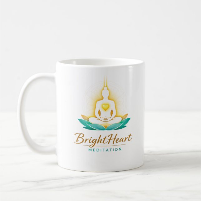 De Café Caneca com logotipo da Meditação Brightheart (Esquerda)
