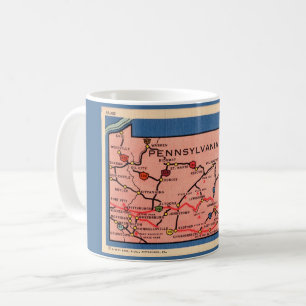 De Café Caneca com Mapa Antigo da Pensilvânia