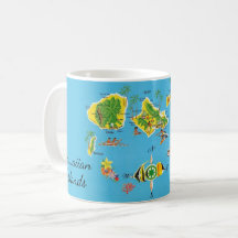 Caneca com Mapa Antigo das Ilhas Havaianas