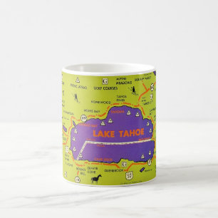De Café Caneca com Mapa Antigo do Lago Tahoe