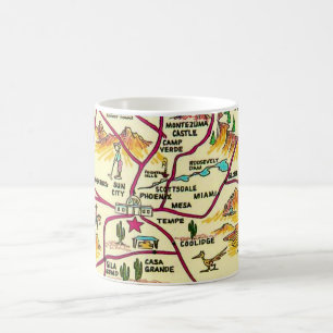 De Café Caneca com Mapa Colorido Ilustrado do Arizona