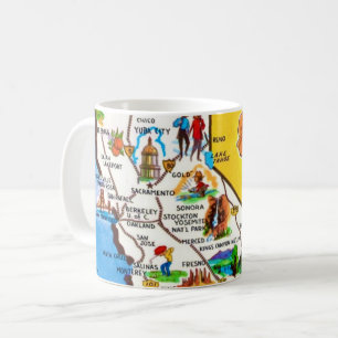 De Café Caneca com Mapa da Califórnia do Norte