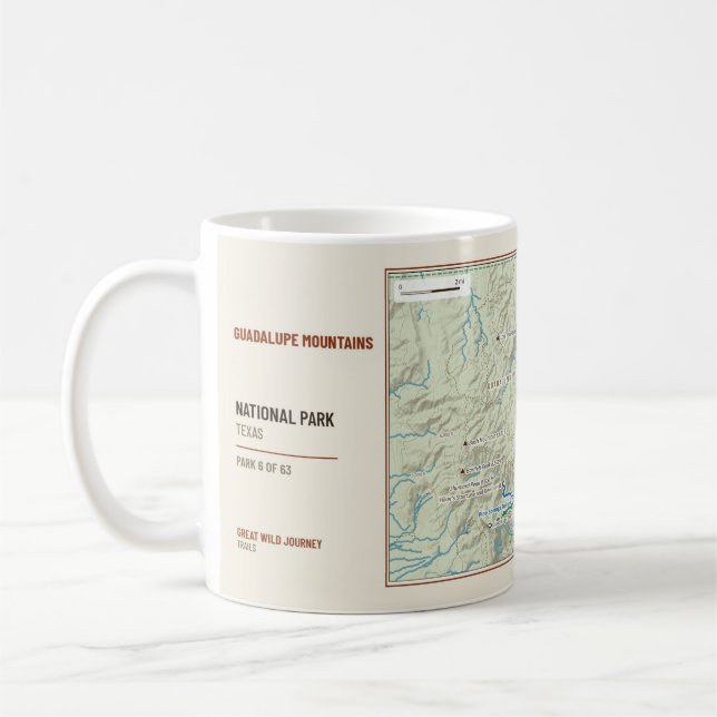 De Café Caneca com Mapa do Parque Nacional Guadalupe Mount (Esquerda)