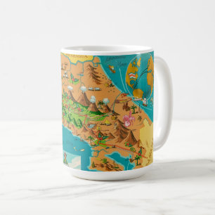De Café Caneca com Mapa Ilustrado da COSTA RICA