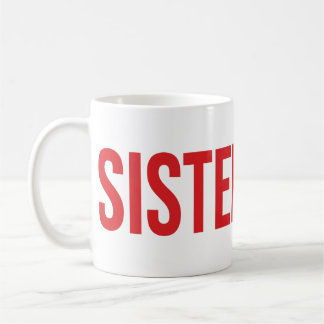 De Café Caneca com Marca SISTERHOOD Vermelha