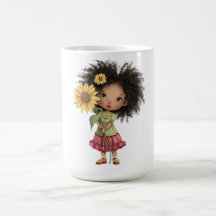 Caneca com Menina Pequena Segurando Girassol(#2)