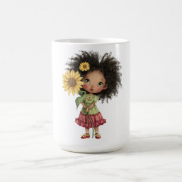 De Café Caneca com Menina Pequena Segurando Girassol(#2)
