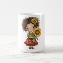 Caneca com Menina Segurando Girassol