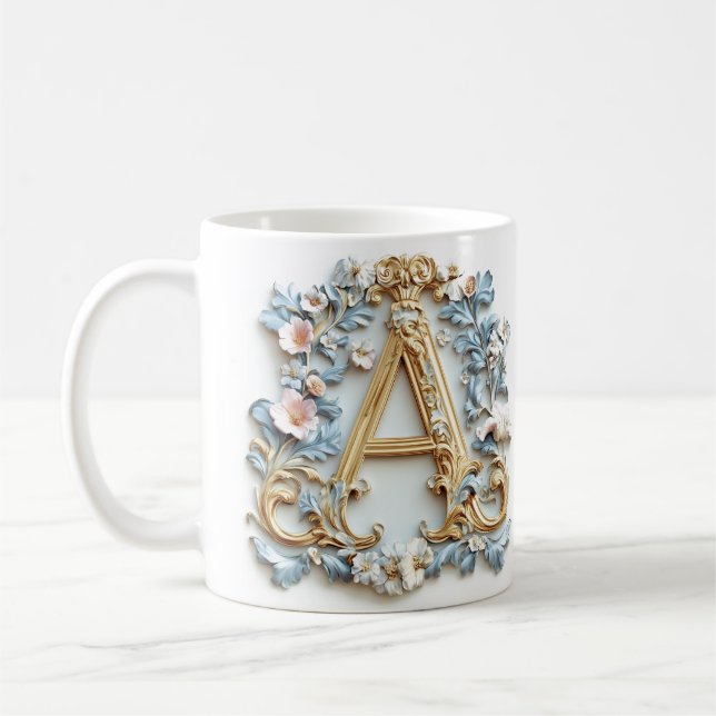 De Café Caneca com Monograma 'A' Barroco para uma Princesa (Esquerda)