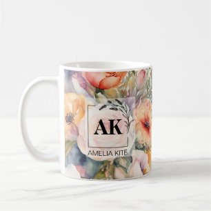 De Café Caneca com Monograma Floral Elegante – Presente Pe