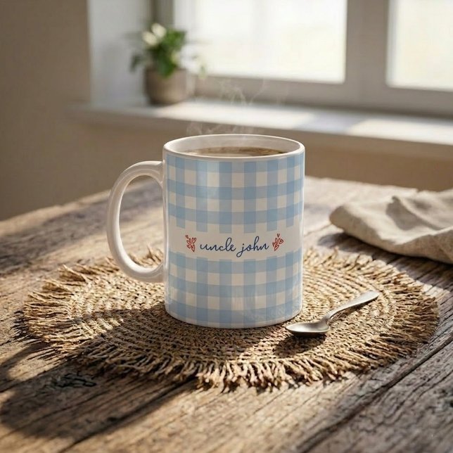De Café Caneca com Nome Personalizado e Padrão Xadrez Fofo (Criador carregado)