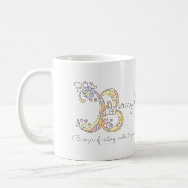 De Café Caneca com o nome Bernyce e letra B e significado (Esquerda)
