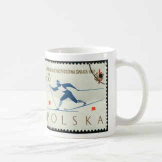 De Café Caneca com o Polônia do esqui do selo postal do