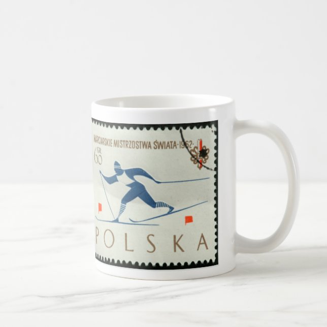 De Café Caneca com o Polônia do esqui do selo postal do (Direita)