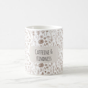 De Café Caneca com padrão floral marrom quente