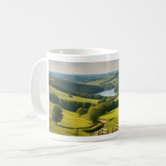 De Café Caneca com paisagem e lago ao fundo