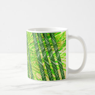 De Café Caneca com riscos e faixas verdes, amarelo e oliva