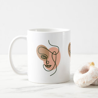 De Café Caneca com rosto em cores terrosas orgânicas