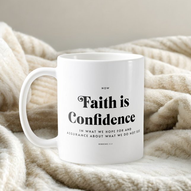 De Café Caneca com versículo bíblico Hebreus 11:1 (Criador carregado)