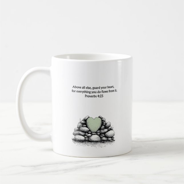 De Café Caneca com Versículo Bíblico Proverbs 4:23 Present (Esquerda)