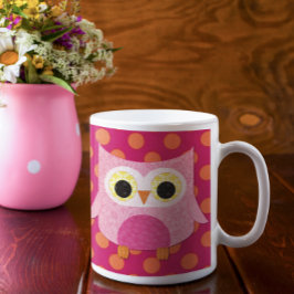 De Café Caneca cor-de-rosa da coruja