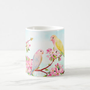 De Café Caneca cor-de-rosa das flores da aguarela e dos