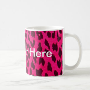 De Café Caneca cor-de-rosa lisa do impressão do leopardo
