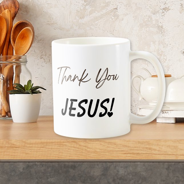 De Café Caneca Coração Exclamação Obrigado Jesus (Thank You Jesus Exclamation Heart Mug)