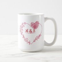 Caneca Coração Impressão Digital Dia dos Namorados