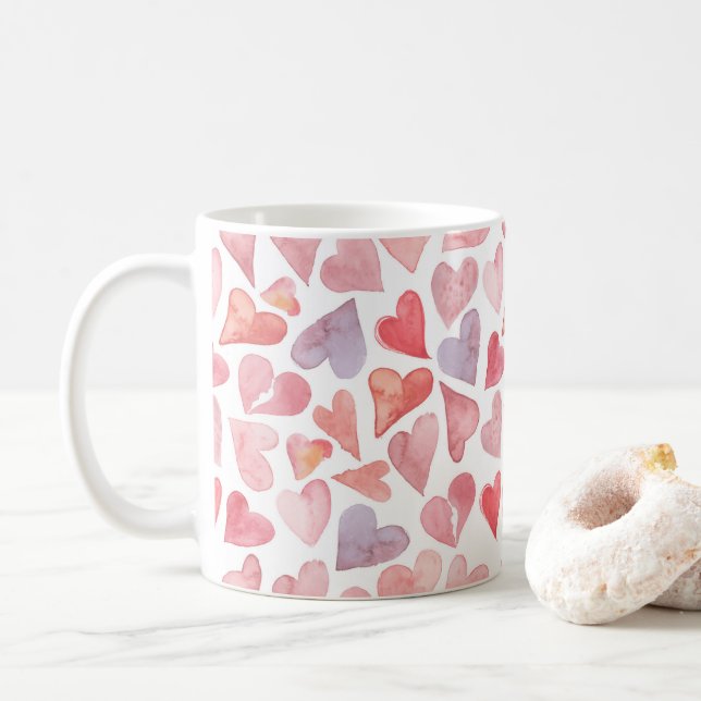 De Café Caneca Corações do Dia dos Namorados (Com Donut)