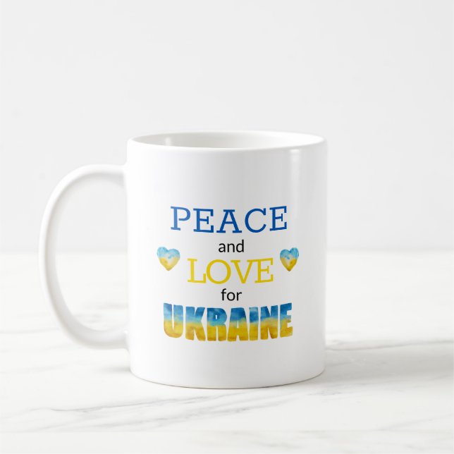 De Café Caneca Corações Paz E Amor Ucrânia M (Esquerda)