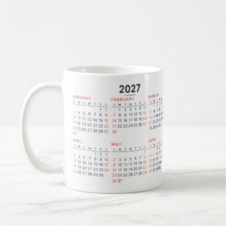 De Café Caneca Coral Azul Marinho Calendário 2027 Minimali