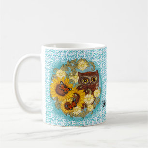 De Café Caneca Coruja Girassol