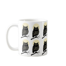 Caneca Coruja Minimalista Floresta Preta e Branca