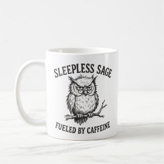 De Café Caneca Coruja Sábia Sem Sono Energizada Por Cafeín
