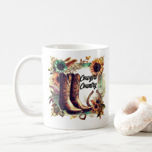 De Café Caneca Cowgirl Country Sunflower Boots  