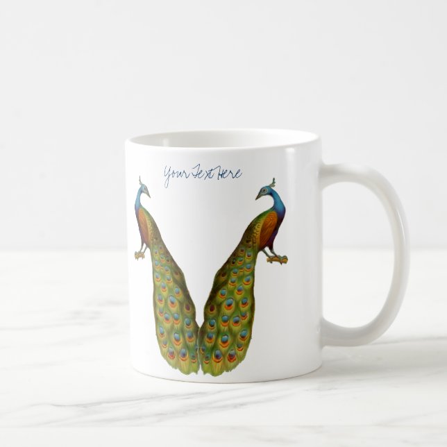 De Café Caneca customizável do pássaro da arte do pavão (Direita)