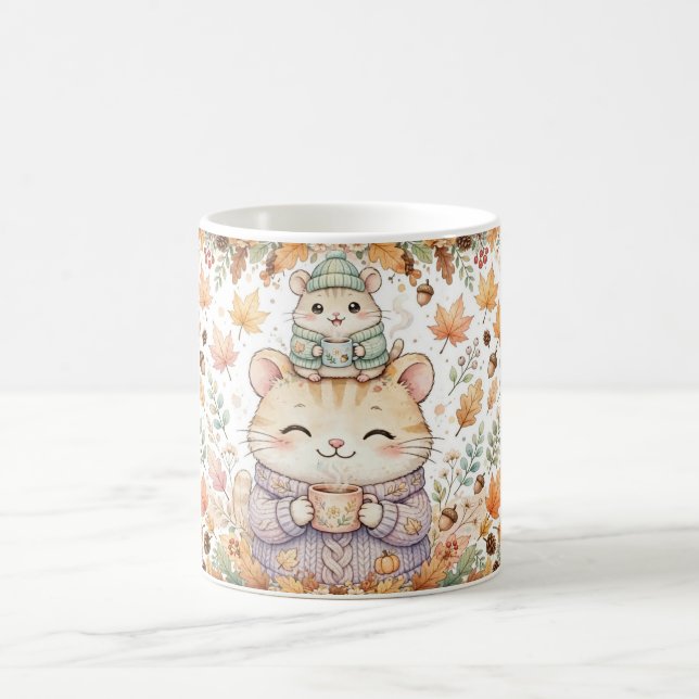 De Café Caneca Cute Fall Mice Pumpkin Spice (Centro)