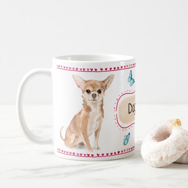 De Café Caneca da aguarela da chihuahua (Com Donut)