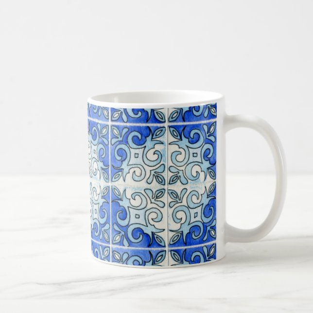 De Café Caneca da arte do azulejo - azul (Direita)