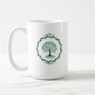 De Café Caneca da Árvore da Vida Verde Minimalista