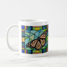 De Café Caneca da borboleta do vitral