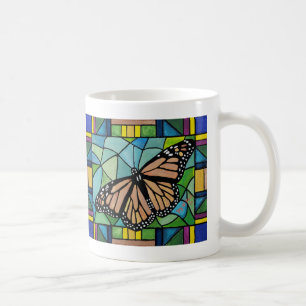 De Café Caneca da borboleta do vitral