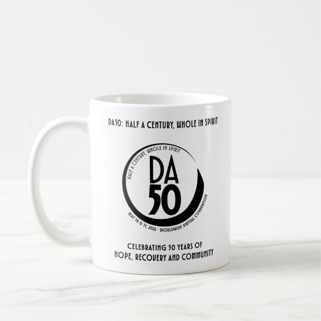 De Café Caneca da Convenção Virtual Mundial DA50 em Preto (Esquerda)