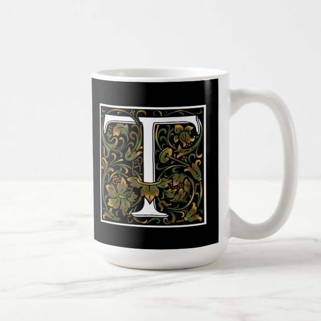 De Café Caneca da cor do monograma T (Direita)