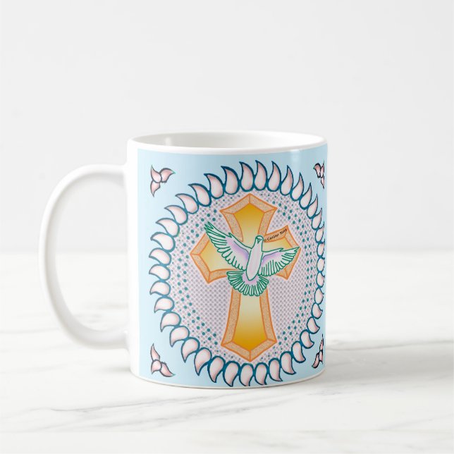 De Café Caneca da Cruz Cristã Santa Dove (Esquerda)
