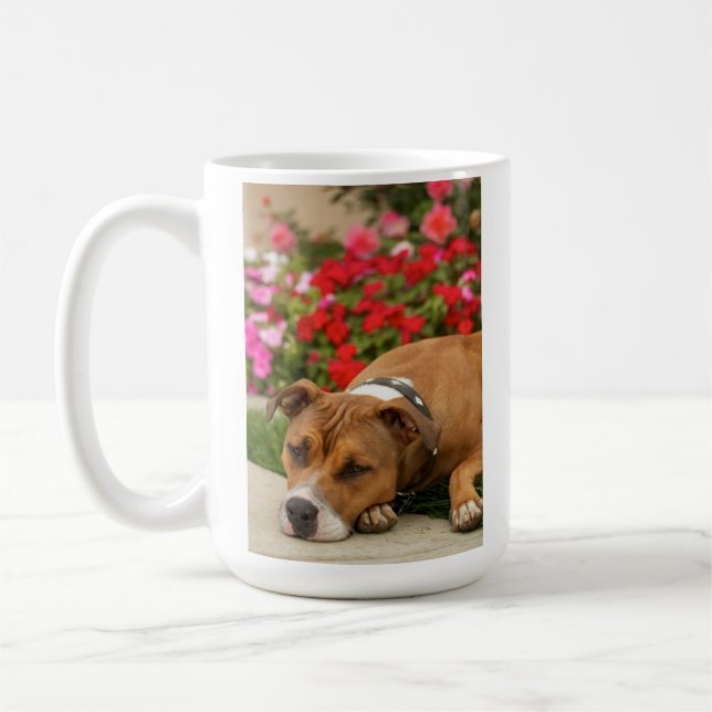 De Café Caneca da flor do pitbull (Esquerda)